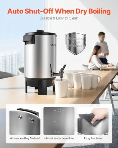 VEVOR Commercial Coffee Urn, 30 Cup 4.5 L Hot Beverage Dispenser with Dripless Faucet, Quick-Brewing Commercial Coffee Maker, Automatic Temperature Control, for Catering, Party, Church & Restaurant - Image 6