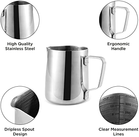 Neretva 20 Bar Espresso Machine with Milk Frothing Steam Wand & Milk Frothing Pitcher Jug Cup 350ML - Image 3