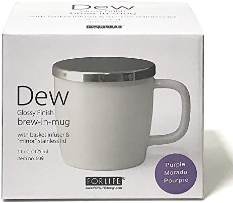 FORLIFE Dew Glossy Finish Brew-In-Mug with Basket Infuser &"Mirror" Stainless Lid 11 oz. (Purple) - Image 5