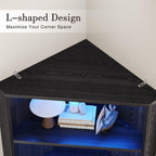 kepptory 71" Corner Bar Cabinet with Mini Fridge Space, LED Light Cabinet - Image 5