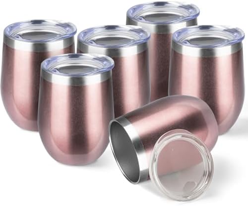 StarSpeed 12oz/6 Pack Insulated Wine Tumbler with Lid,Rose Gold by StarSpeed