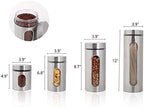 PENGKE Canisters Set,4 Piece Silver Stainless Steel Canister Set with Glass Windows,Perfect for Kitchen Canning Cereal,Pasta,Sugar,Beans,Spice - Image 2