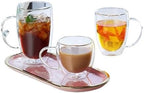 Coffee Mug 2-6pcs 150-450ML Double Wall Glass Cup Creative Insulation Drinkware Transparent Coffee Milk(3pcs,350ML with handle) - Image 3