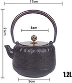 Cast Iron Teapot Tea Kettle Tea Pot,Japanese Style Tetsubin Tea Kettle 1.2L | Cast Iron Tea Kettle To Keep Tea Warm | Retro Precipice Pattern Iron Kettle - Image 3