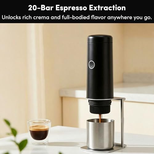 Portable Espresso Machine, Self-Heating Travel Coffee Maker with Double-Walled SUS316 Cup,20 Bar Patented Hydraulic System,PD 3.0 Fast Charge,Cold Brew Mode,for Ground Coffee&NS Capsules,Black - Image 3
