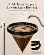 Pour Over Coffee Stand, Dripper-Free Coffee Maker with Magnetic Ring Design, Wooden Base Coffee Brewing Set, Includes Filter Paper, for Pour Over Coffee Lovers - Image 4