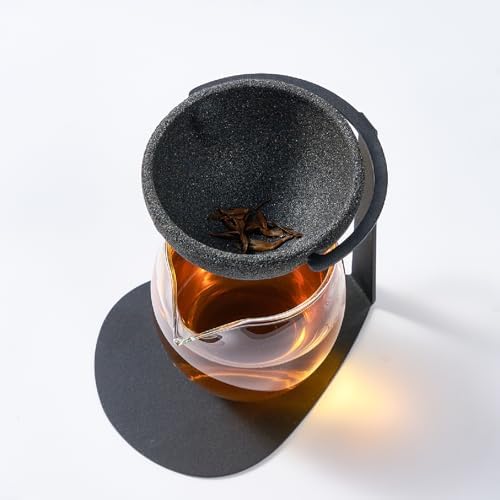 Ceramic Tea Strainer with 50 Micron Nano Filter – No Hole Gongfu Tea Infuser with Iron Stand – Enhances Flavor, Softens Water, Filters Tea Dust – Japanese Zen Style, Black Clay - Image 5