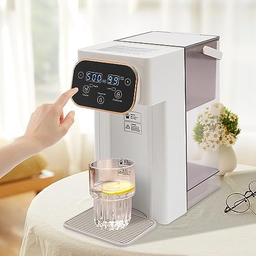 Electric Kettles, Instant Hot Water Dispenser Countertop, Temperature Adjustable 77-210.2℉ & 3L Water Tank Capacity, with Carrying Handle, White - Image 4