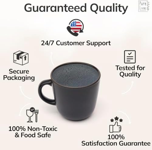 Large Stoneware Coffee Mugs Set of 4, 15.6 oz Coffee Cups with Reactive Glaze, Lead-Free, Dishwasher & Microwave Safe, Stain Resistant for Cocoa, Latte, Cappuccino & Tea, Dark Gray - Image 4
