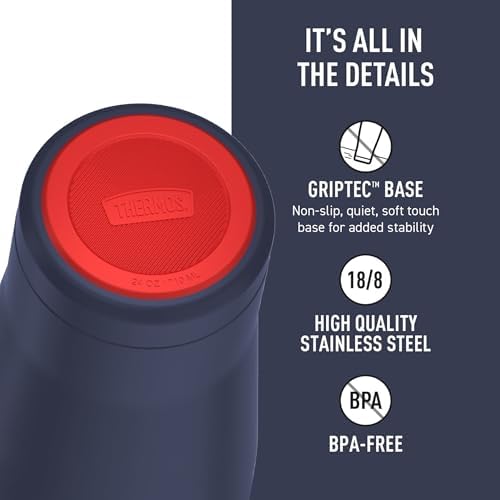 THERMOS Icon Series 24oz Stainless Steel Tumbler with Slide Lock Lid, Leakproof, Fits Cupholder, Dishwasher Safe, Griptec™ Non‑Slip Base, Keeps Drinks Hot 6 Hrs/Cold 22 Hrs, Navy USA - Image 4