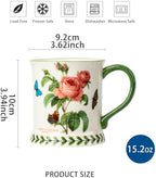 Pastoral Coffee Mug Set of 4-15.2 Oz Large Capacity Porcelain In-Glaze Cups for Tea, Latte, Cocoa - Dishwasher & Microwave Safe, Great Housewarming Gift-Pink Rose - Image 2
