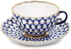 Imperial/Lomonosov Porcelain Teacup w/Saucer"Tulip Cobalt Net" - Image 2