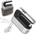 Yomelo 9-Speed Digital Hand Mixer Electric, 400W Powerful DC Motor, Hand Mixer Electric Handheld with Snap-On Storage Case, 5 Stainless Steel Accessories, Beaters, Dough Hooks, Whisk(Silvery Black) by Yomelo