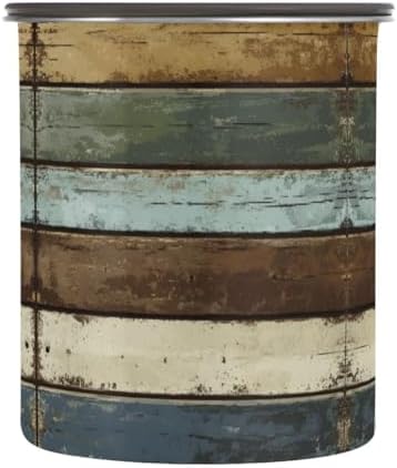 Stainless Steel Coffee Storage Containers with Airtight Lid, Vintage Rustic Wood Planks 30oz Food Storage Container Kitchen Canister for Tea, Coffee Beans, Ground, Sugar Storage by Quteprint