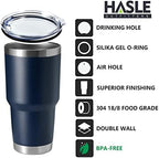 HASLE OUTFITTERS 30oz Stainless Steel Tumbler, Double Wall Vacuum Insulated Travel Mug Tumbler, Durable Insulated Coffee Mug, Gift Box Set (Navy, 4) - Image 2