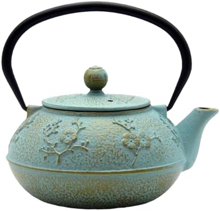 30.4oz Small Cast Iron Tea Kettle,SECHUDO Tea Pot Coated with Enameled Interior for Loose Tea, Cute Cast Iron Teapot with Stainless Steel Infuser for Stovetop Safe (900ml) by SECHUDO