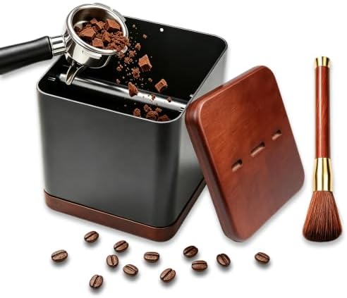 Wooden Espresso Coffee Knock Box with Lid Stainless Steel by Unknown