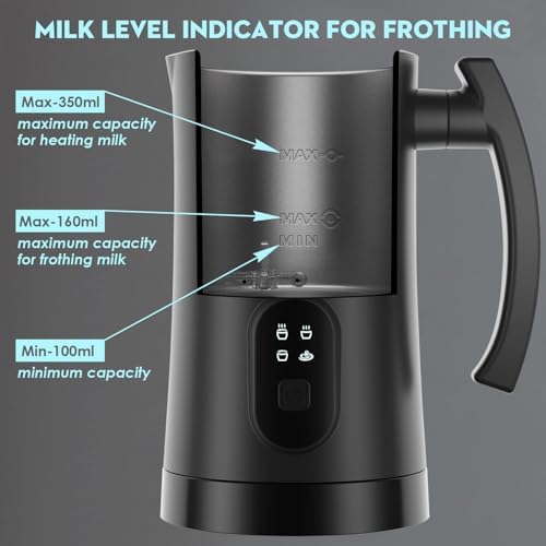 Electric Milk Frother 4 in 1 Milk Steamer 11.8oz 350ml Automatic Hot and Cold Foam Maker with 304 Stainless Steel Interior for Latte Cappuccino Macchiato Coffee Hot Chocolate - Image 3