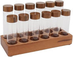 Aramox Coffee Bean Cellars, Coffee Bean Storage Tubes with Walnut Wood Stand Lid Glass Cellars Single Dose Coffee Bean Container for Kitchen (2 Rows 12 Holes) - Image 7