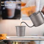 400ml Camping Kettles for Boiling Water, Coffee Kettle with Folding Handle+Removable Coffee Spout Coffee Pot with Coffee Filter/Small Cup, Lightweight Tea Kettle for Picnic Backpacking Hiking - Image 3