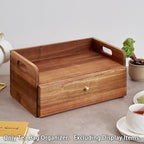 SARUFO Acacia Wood Tea Bag Organizer with Drawer - Tea Station Chest and Storage Box, Coffee and Teabag Holder with 8 Compartments, Containers and Boxes for Countertop Display - Image 4