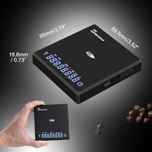 IKAPE Digital Mini Coffee Scale with Timer, 2kg/0.1g High Precision Rechargeable Drip Espresso Scale with Tare Function, LED Display(Black) - Image 3