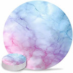Coaster for Drinks 4 Pack,Natural Marble Agate Stone Texture Absorbent Round Ceramic Stone with Cork Base,Pink Blue Gradient Drink Coaster Cup Mats for Home Dining Coffee Tables by ZFUNCING