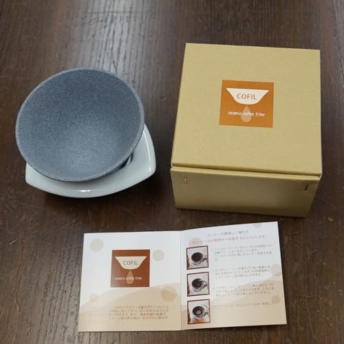 COFIL Japanese Ceramic Coffee Filter, Made in Japan, Reusable Dripper, Red Holder - Image 3