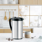 OGGI Oval Carafe Glass Liner - Stainless Steel Body, 1 Liter / 34oz Capacity - Ideal Glass Vacuum Coffee Carafe and Tea Thermos, Press Button for Easy Pouring - Stainless - Image 5