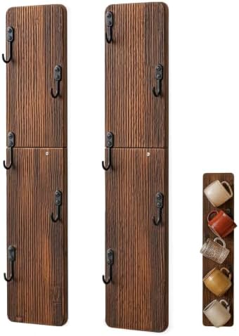 Wooden Coffee Mug Holder Wall Mount, Practical Mug Rack Wall Mounted, 2 Pack 12 Hooks Storage Shelf for Home Office Dining Room Kitchen Bar by Unknown