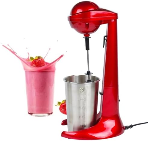 Powerful 100W Retro Milkshake Maker - 500ml Stainless Steel Frother for Milk, Frappe, Iced Coffee, Protein Shakes, Smoothies & Pancake Batter by Unknown