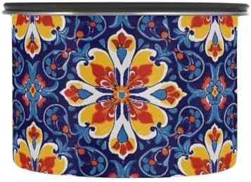 Stainless Steel Coffee Storage Containers with Airtight Lid, Colorful Mexican Talavera Mandala 30oz Food Storage Container Kitchen Canister for Tea, Coffee Beans, Ground, Sugar Storage by Quteprint