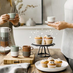 Sweese 2.5 Ounce Espresso Cups Set of 4, Porcelain Stackable Coffee Cups with Saucers and Metal Stand, Earthy Spectrum - Image 5