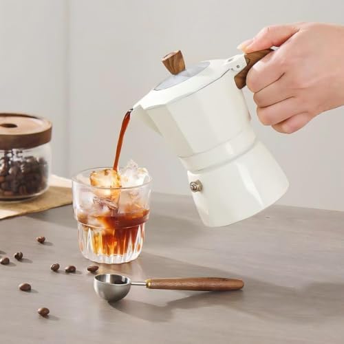 Stovetop Espresso Maker Moka Pot 4 Cup Italian Coffee Maker Color White - Image 4
