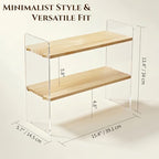 Coffee Station Organizer 2 Tier, Solid Wood Mug Shelffor Coffee Bar,Matcha Station,Tea Storage - Holds Mugs,Beans,Syrup,Cups,Tirrers - Image 2