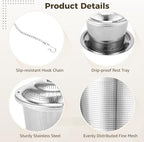 9 Pcs Tea Infusers, Stainless Steel Mesh Strainers for Loose Leaf Tea, Fine Mesh Steepers with Drip Trays and Hook Chain, Metal Steepers for Cups, Mugs, Teapots - Image 5