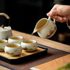 7-Piece Ruyao Ceramic Chinese GongfuTea Set, Traditional Crackle Glaze Teapot with Cups and Bamboo Tray, Gift Box Included - Image 5