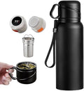 Double wall vacuum Leakproof stainless steel wide mouth insulated water bottle;tea tumbler with infuser,cup,lid;smart thermoses hot drinks;thermal flask ice coffee with led digital temperature display by Unknown