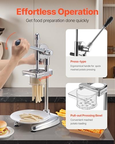 VEVOR Super long French Fry Squeezer, Commercial Fried Potato Strips Maker, Extra Long Japanese Style French Fries Maker with Pull-out Extruder, Manual Mashed Potato Extruder for Food Truck, Kitchen - Image 4