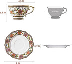 ACMLIFE Bone China Tea Cup and Saucer Set for 1, Vintage Floral Tea Cup with Saucer, Spoon and Gift Box, 6.8 oz (Pink-A) - Image 6