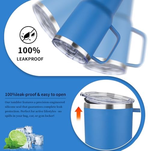 20oz Insulated Tumbler with Handle Stainless Steel Travel Coffee Mug with Lid and Straw Double Wall Vacuum Leak-proof Reusable Thermal Water Cup for Hot and Cold Drinks (Multicolor-8,6 Pack) - Image 5