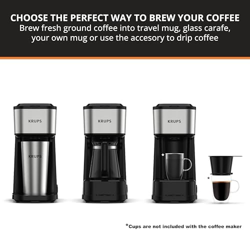 KRUPS Simply Brew Coffee Maker - Multi-Serve 4-in-1 with Stainless Steel Travel Tumbler, Black, 14oz - Image 2