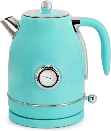 1.8 Quart Electric Tea Kettle and 2 Slice Toaster Combo, Retro Kitchen Appliance Set with Adjustable Browning and Water Temperature Gauge (Turquoise) - Image 5