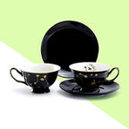 Black Gold Scallop Teapot + 4 Assorted Halloween Tea Cup and Saucer Sets - Ouija and Witchy Crystal Ball - Image 5
