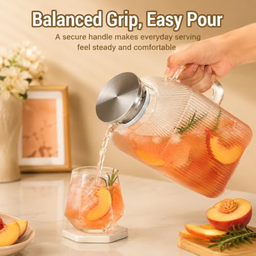 1 Gallon Glass Pitcher Thickened Square Striped Borosilicate Glass - Image 6