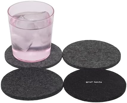 Graf Lantz - Bierfilzl Merino Wool Round Coasters Set of 4 - Greyscale (4" Circles) - Absorbs 30% of Weight - German Wool - Heat Resistant, Sustainable, & Reusable - Home Decor & Coffee Table Decor by GrafLantz