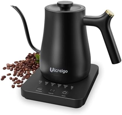 1L Electric Gooseneck Kettle, Tea Kettle for Boiling Water, Gooseneck Electric Kettle for Coffee & Tea, Fast Boiling for Pour Over, Auto Shut-Off, Boil-Dry Protection, 360° Rotational Base - Silver - Image 3