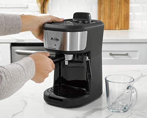 Mr. Coffee Espresso and Cappuccino Machine, Single Serve Coffee Maker with Milk Frothing Pitcher and Steam Wand, 20 ounces, Stainless Steel,Black - Image 5