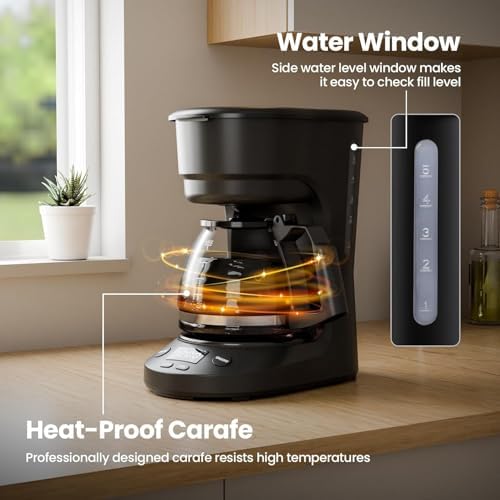 Kismile 5-Cup Drip Coffee Maker, LED Display, Timer,Anti-Drip & Shut-Off - Image 6