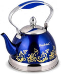 Stainless Steel Kettle 0.74-qt – Small Tea Kettle for Stovetop, Fast Boiling Metal Teapot with Ergonomic Handle, Compact Water Kettle for Coffee & Tea, Silver (Blue 0.7L) by STP-Goods